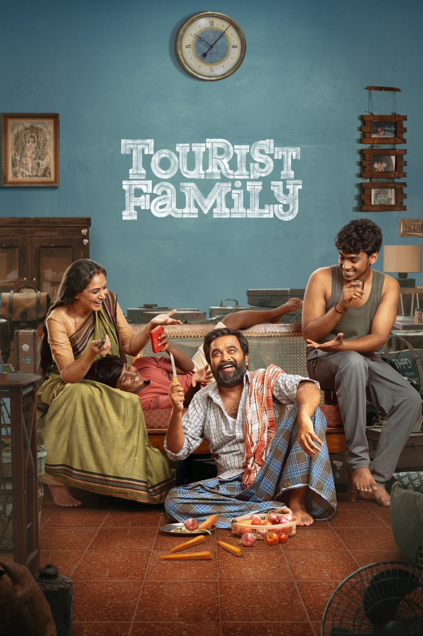 Tourist Family 2025 Tamil movie poster featuring the family cast